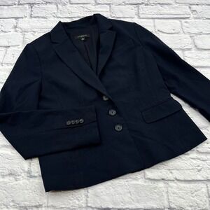 Ann Taylor Petite Women"s Dark Navy Blue 3-Button Blazer Jacket Size 4P